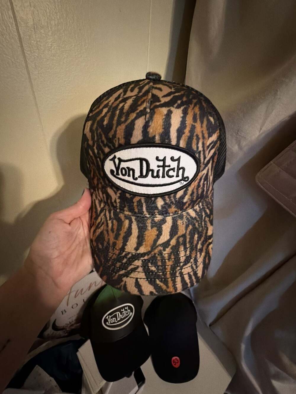 Von Dutch Tiger Stripe Velvet Trucker Hat